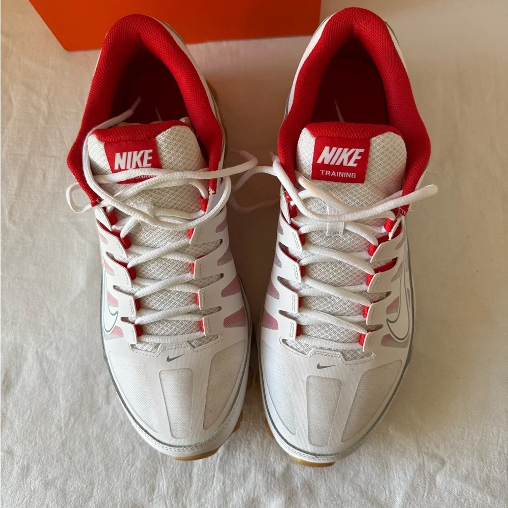 Nike Reax 8 TR Mesh Mens Training Shoes White Red Size 12 Athletic Sneakers New